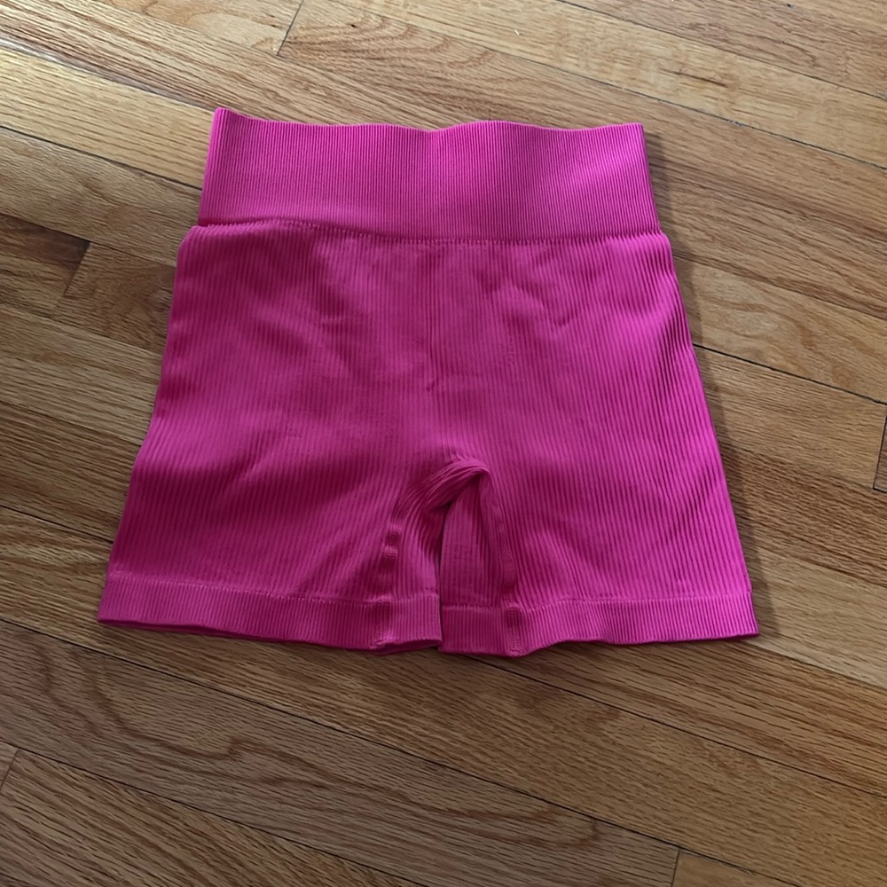 neon pink biker shorts